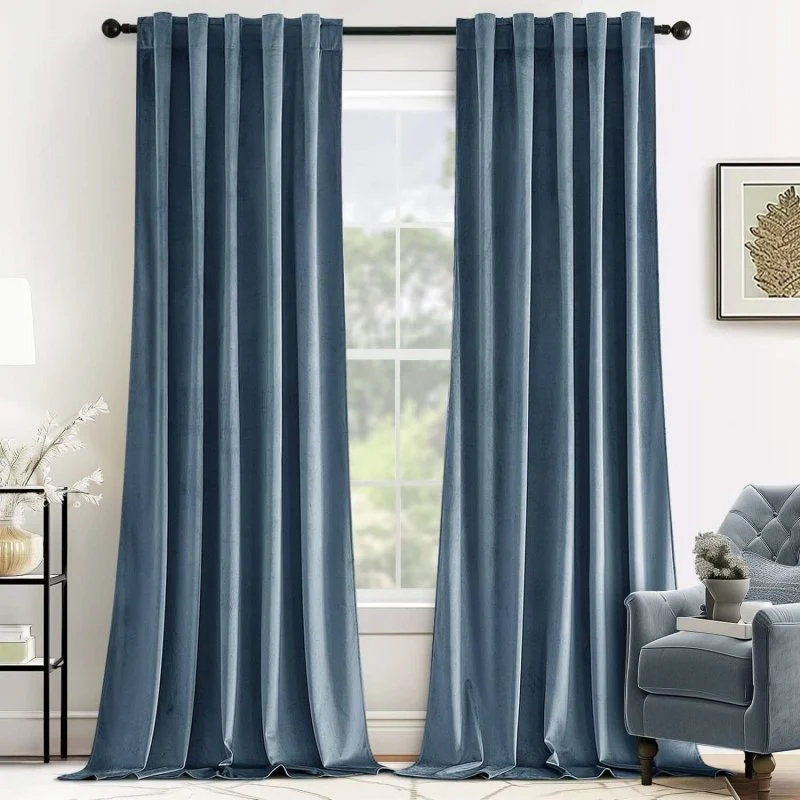 Custom Velvet Luxury Blackout Curtains  (2 Panels) - Back Tab & Rod Pocket