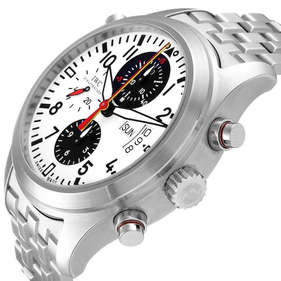 IWC Rattrapante Chronograph Panda Dial Limited Edition German National Team Steel Mens Watch IW371803