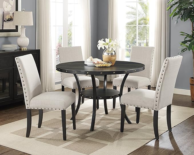 Fabric Dining Chairs with Nailhead Trim Set of 2