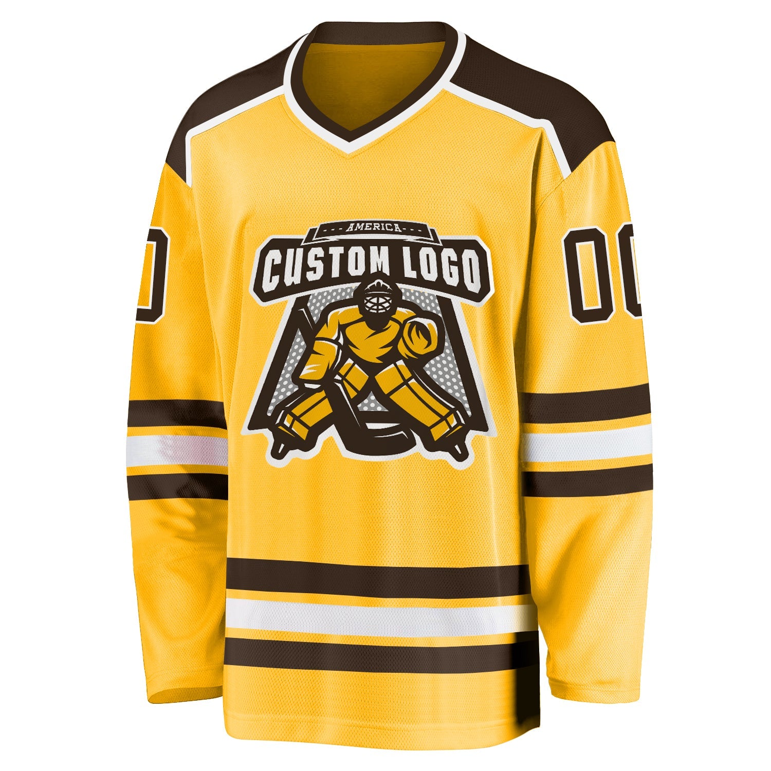 Custom Gold Brown-White So Cool Hockey Jersey