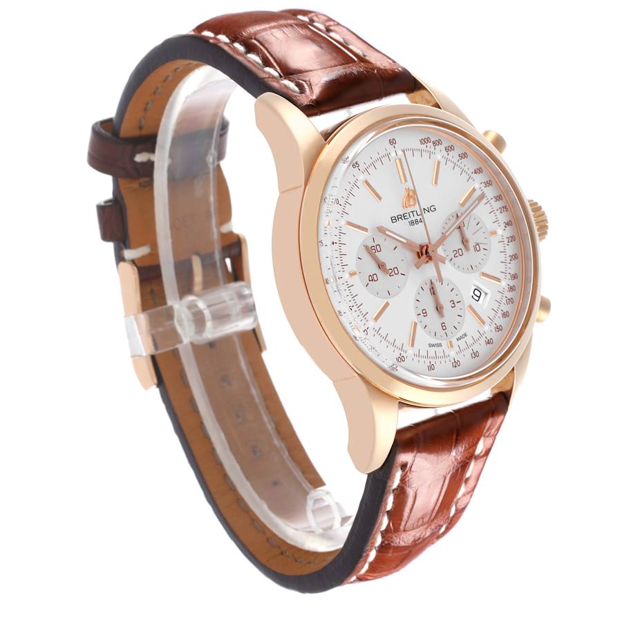 Breitling Transocean 43mm Chronograph Rose Gold Mens Watch RB0152