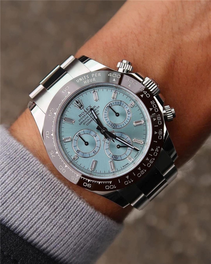 Rollie-The Crown Cosmograph Daytona 40mm Platinum Ice-Blue Dial m116506-0002 Unworn
