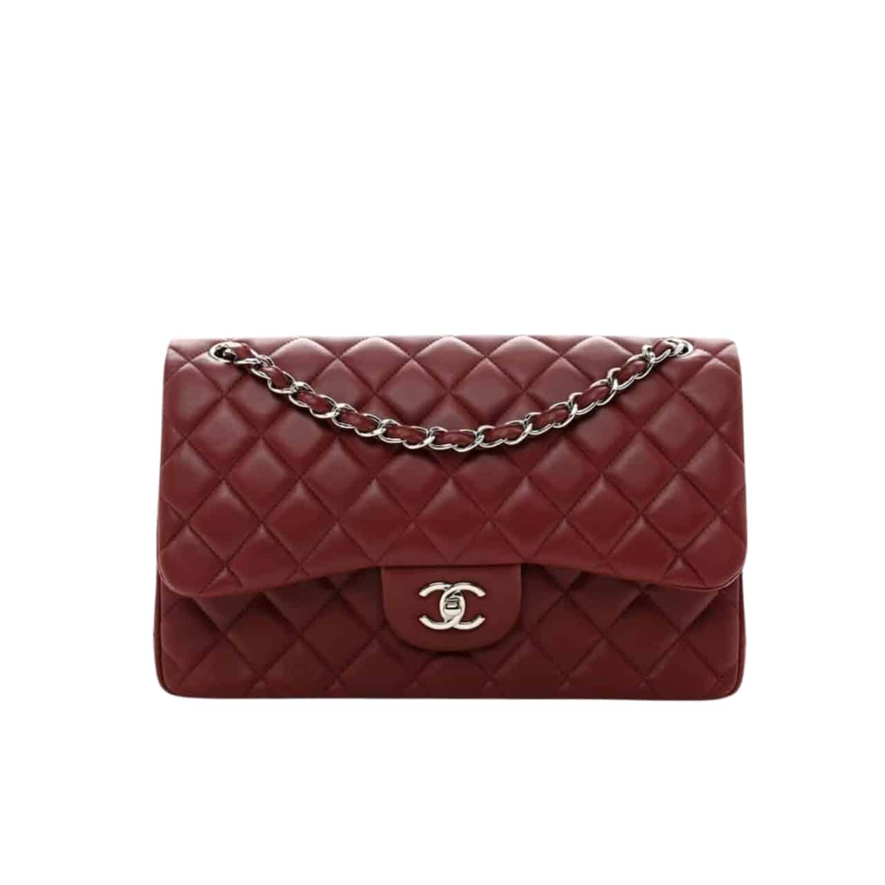 Chanel Classic Double Flap Bag Plum Red 25cm
