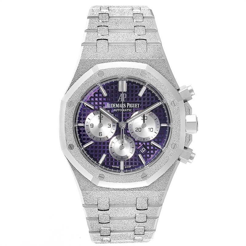 Audemars Piguet Royal Oak Purple Dial White Frosted Gold Watch 26331BC