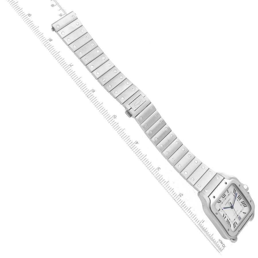 Cartier Santos Large Silver Dial Steel Mens Watch WSSA0009