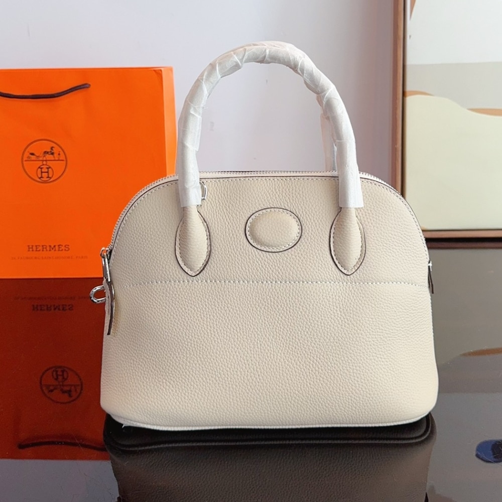 Hermes Bolide Taurillon Clemence Blanc 27Cm