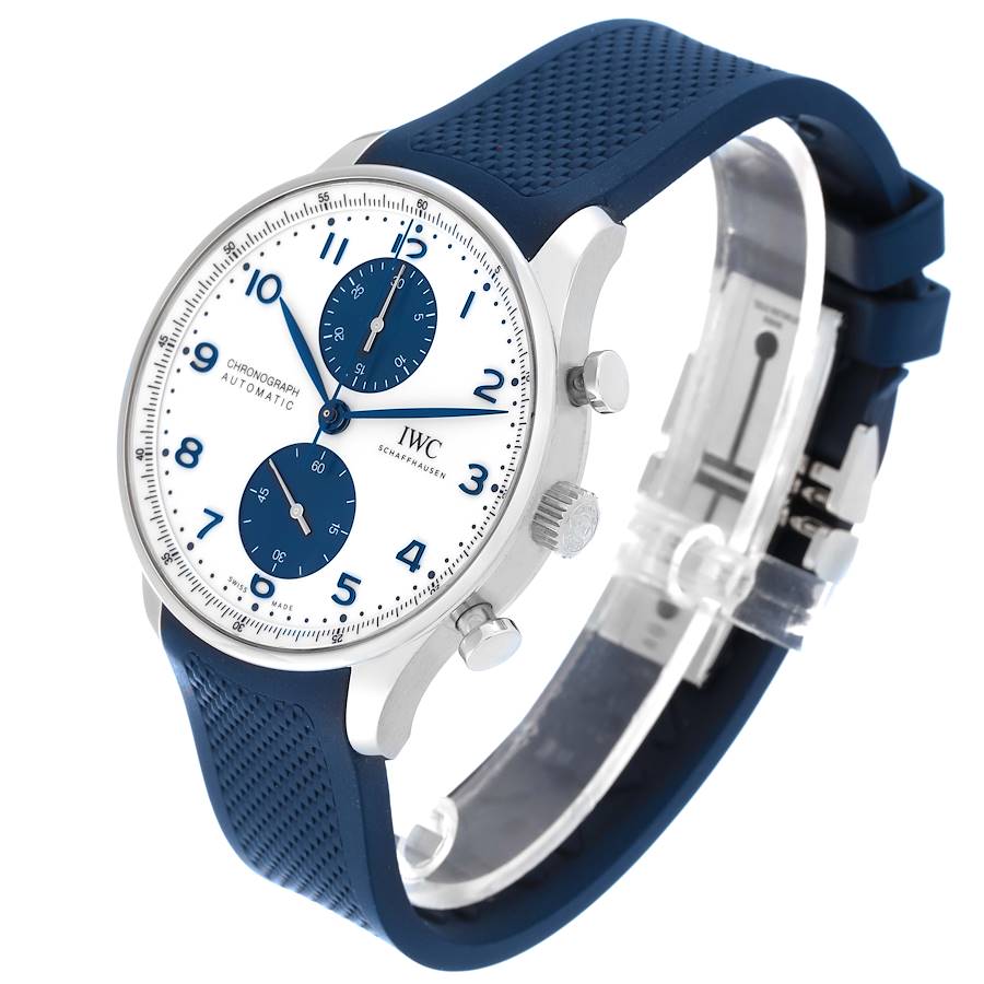 IWC Portuguese Chronograph White Dial Steel Mens Watch IW371620
