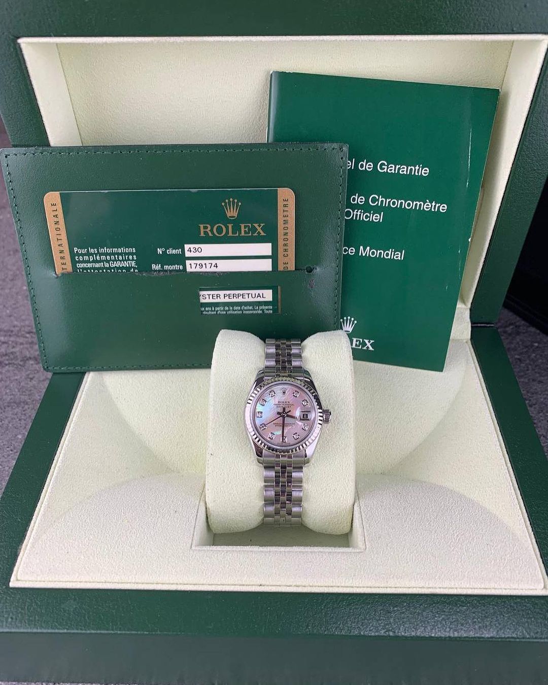 Rolex Lady Datejust 28 Pink Diamond Dial Fluted Bezel Watch 279174