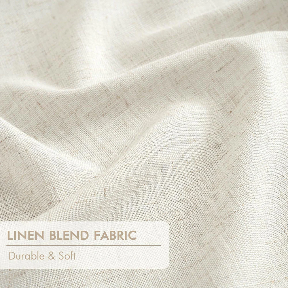 Natural Pinch Pleated 100% Blackout Linen Curtains (2 Panels)