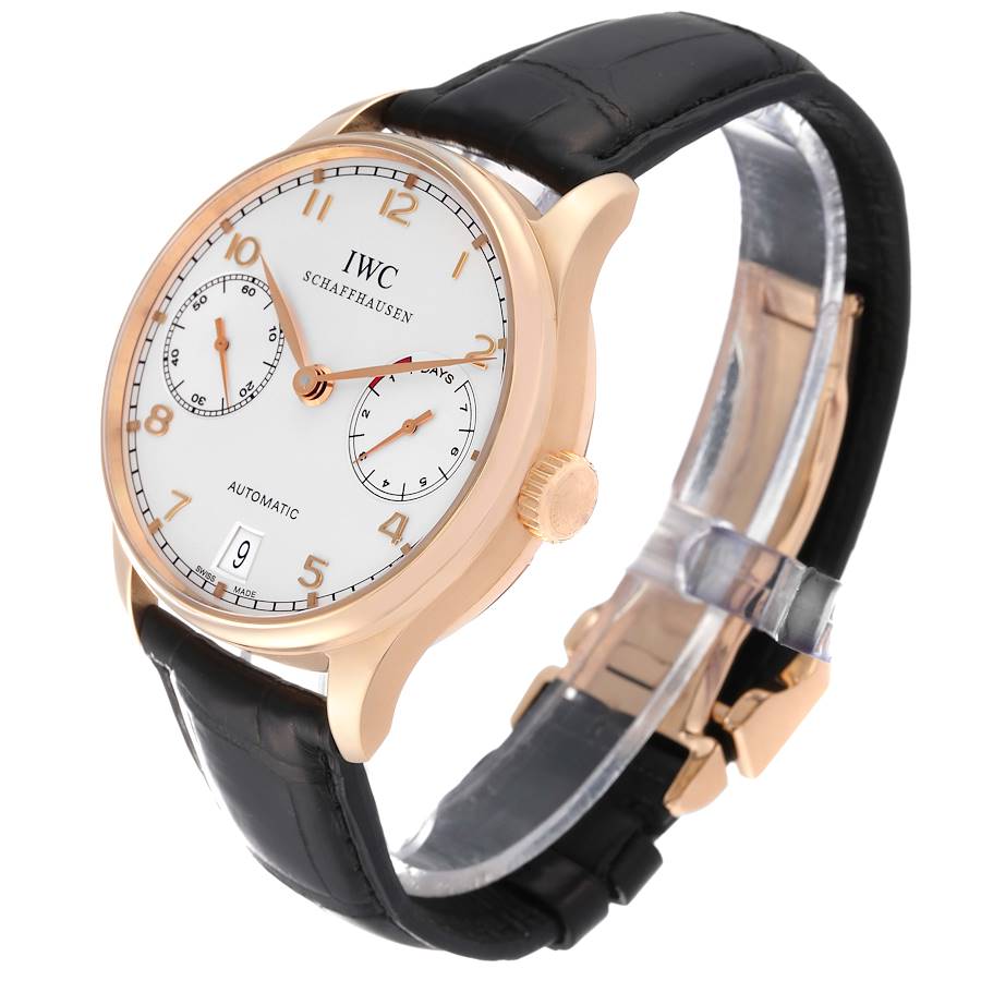 IWC Portugieser Automatic Rose Gold Silver Dial Mens Watch IW500701