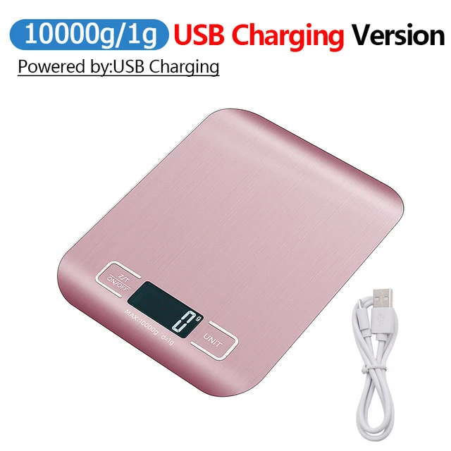 5kg/10kg Rechargeable Kitchen Scale LCD Display Stainless Steel Electronic Scales Home Jewelry Food Snacks Weighing Baking Tools