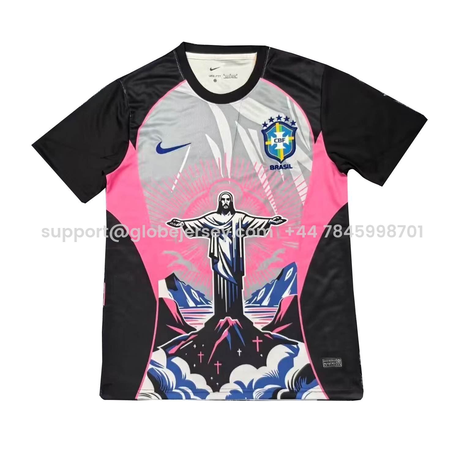 Brazil 25-26 Jesus Pink And Black Jersey - Fans Version