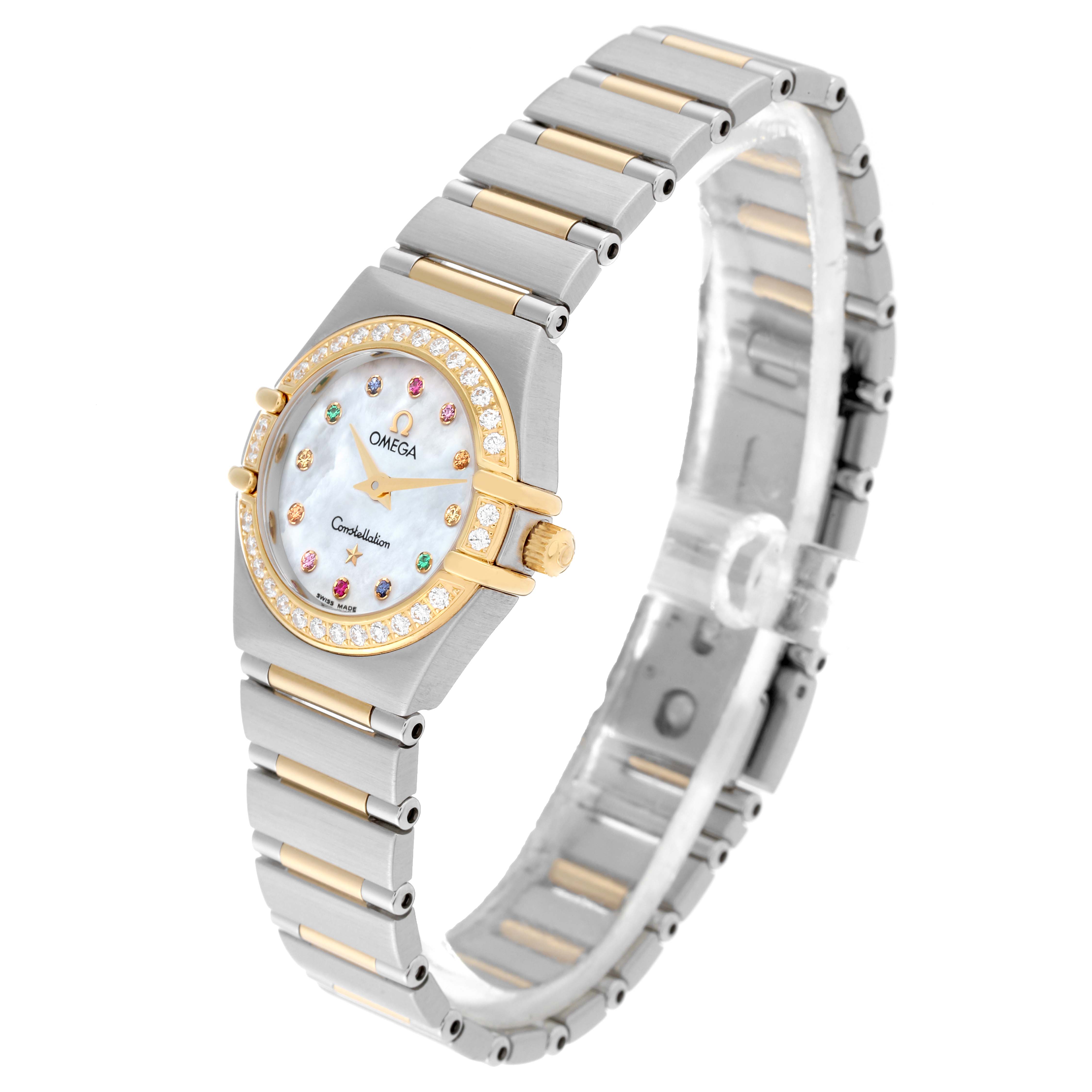 Omega Constellation Steel Yellow Gold Diamond Mother of Pearl Iris Ladies Watch 22.5 MM 1367.79.00
