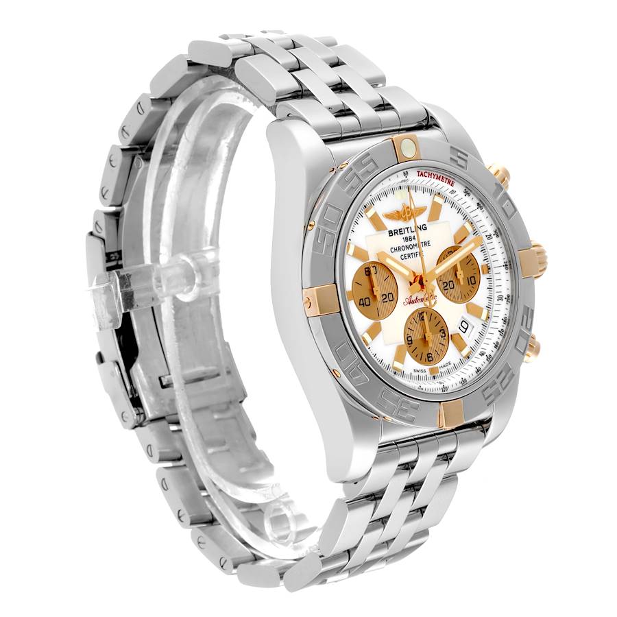 Breitling Chronomat White Dial Steel Rose Gold Mens Watch IB0110