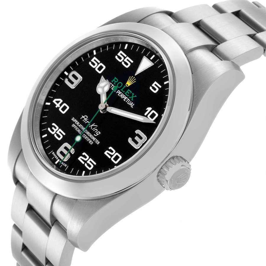 Rolex Oyster Perpetual Air King Green Hand Steel Mens Watch 116900