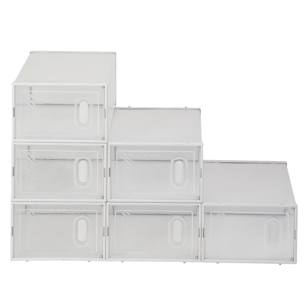 Shoe Storage Boxes 6 Pack Clear Plastic Stackable