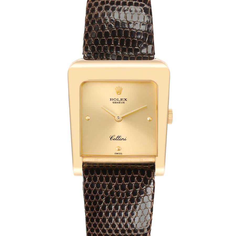 Rolex Cellini Yellow Gold Trapezoid Mens Vintage Watch 4100