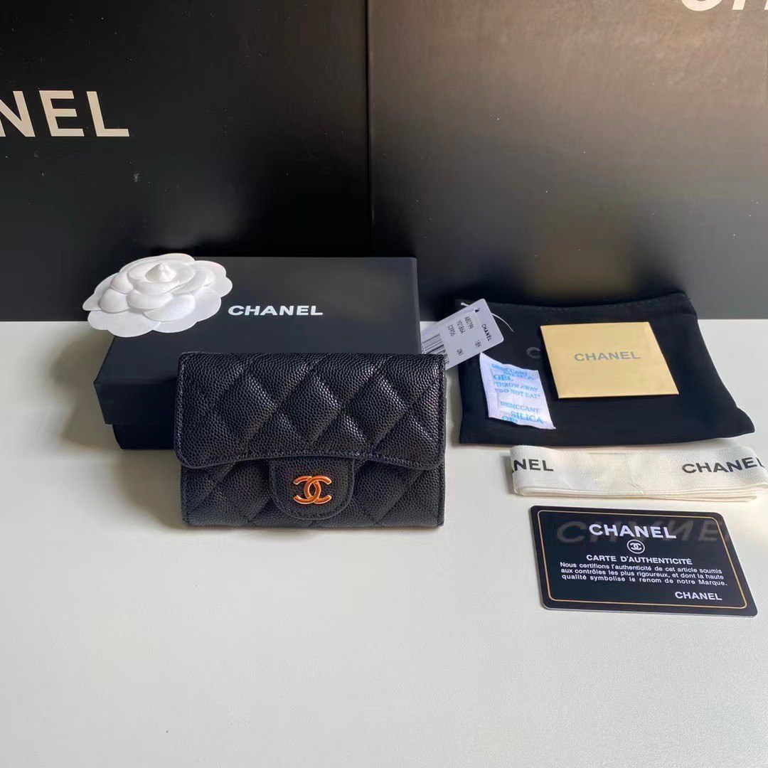 Chanel Classic Card Holder Grain Leather Black With Gold Hardware 11Cm Ap0214 Y01864 C3906