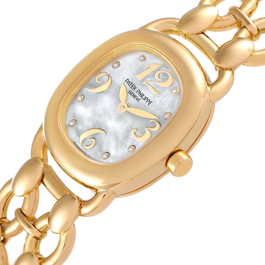 Patek Philippe Golden Ellipse Yellow Gold MOP Diamond Dial Ladies Watch 4830