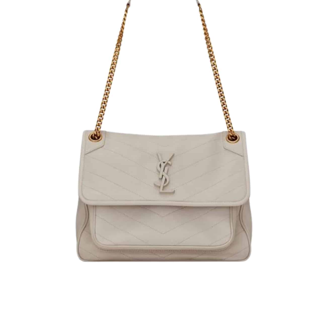 Saint Laurent Niki Medium In Vintage Leather White 28Cm