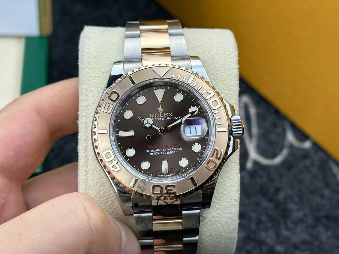CC Rolex Yacht Master II 116621 Chocolate Dial Rose Gold 40mm Mens Replica Watch