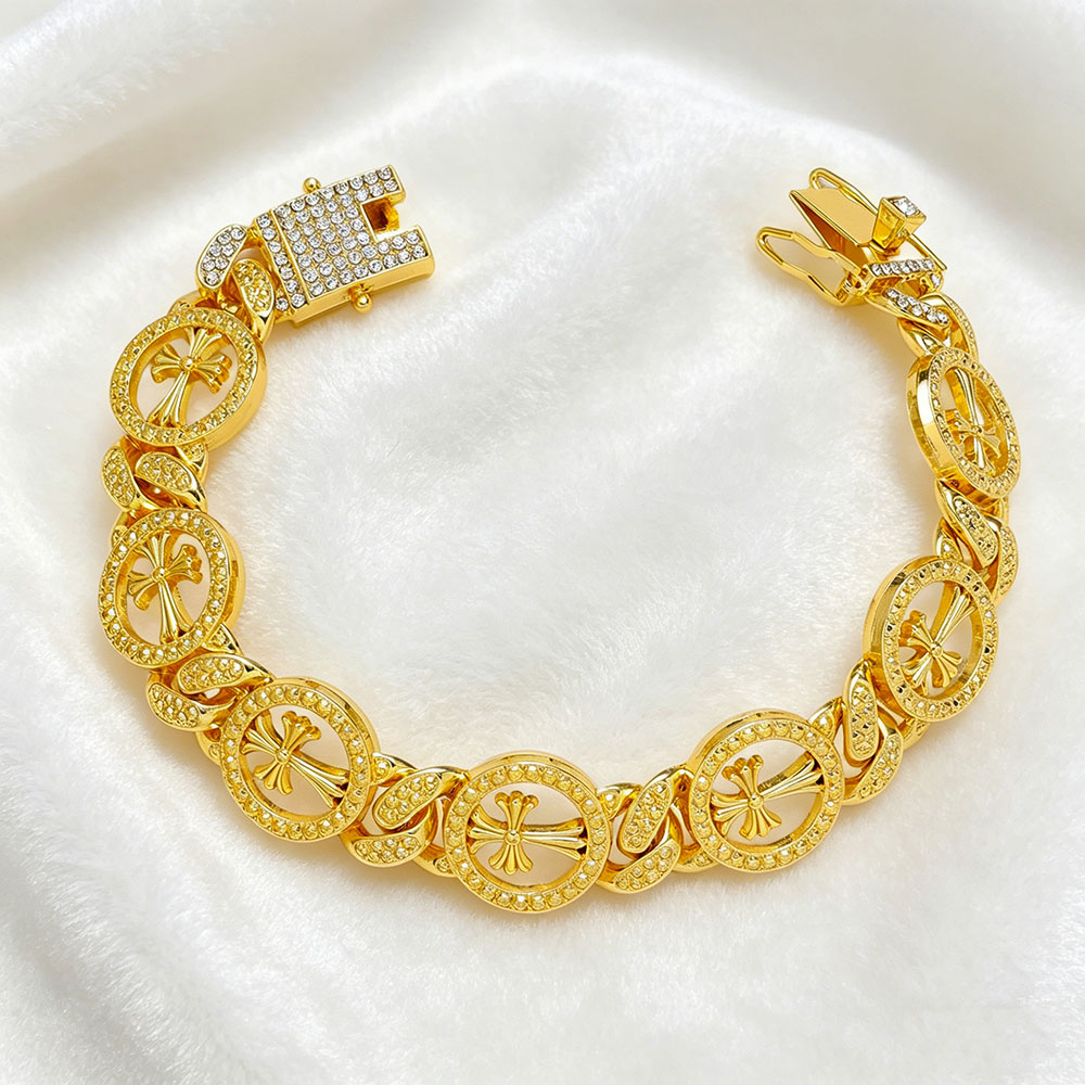 Iced Cross Circle Cuban Link Bracelet - Spiritual Protection & Abundance Talisman