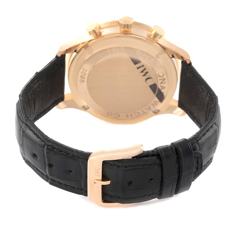 IWC Portuguese Chronograph Black Dial Rose Gold Mens Watch IW371415