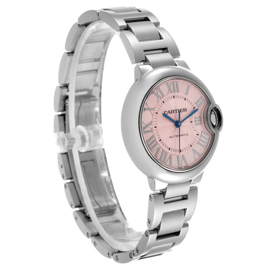 Cartier Ballon Bleu 33 Midsize Steel Pink Dial Ladies Watch W6920100