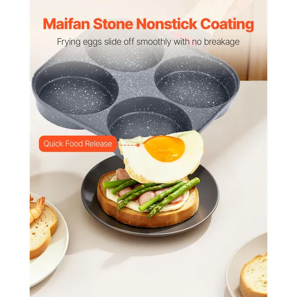 Egg Pan 4-Cup Nonstick Egg Frying Pan Aluminum