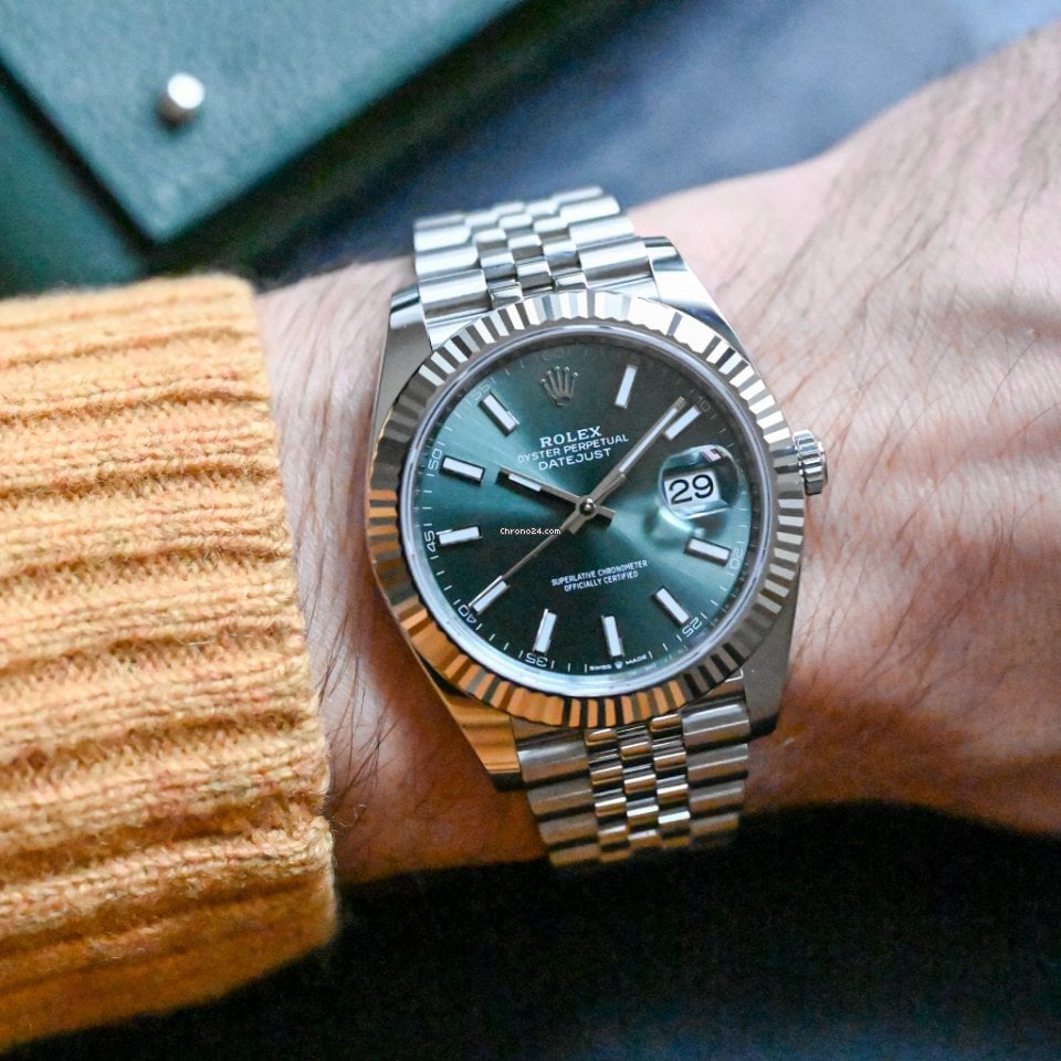 Rolex Datejust 41 Mint Green Dial Steel & White Gold m126334-0028