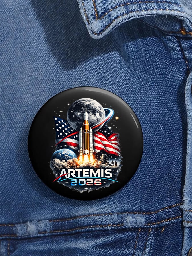 Unisex Humanity Returns To The Moon Print Pin-back Button