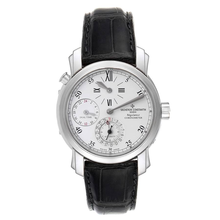 Vacheron Constantin Malte Dual Time Regulator White Gold Mens Watch 42005