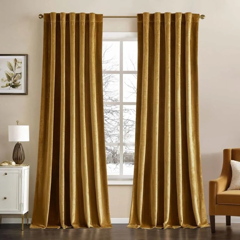 Custom Velvet Luxury Blackout Curtains  (2 Panels) - Back Tab & Rod Pocket