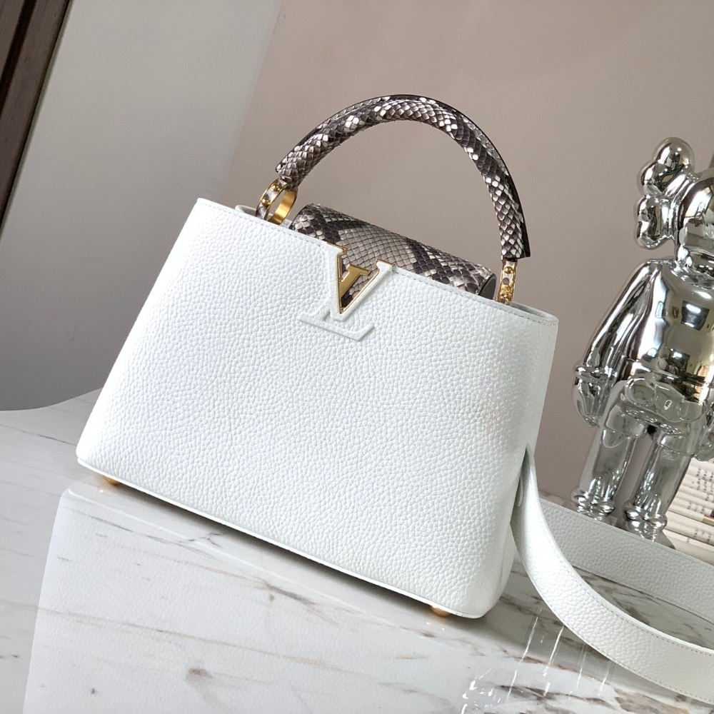 Louis Vuitton Capucines BB White And Python Trim 27cm