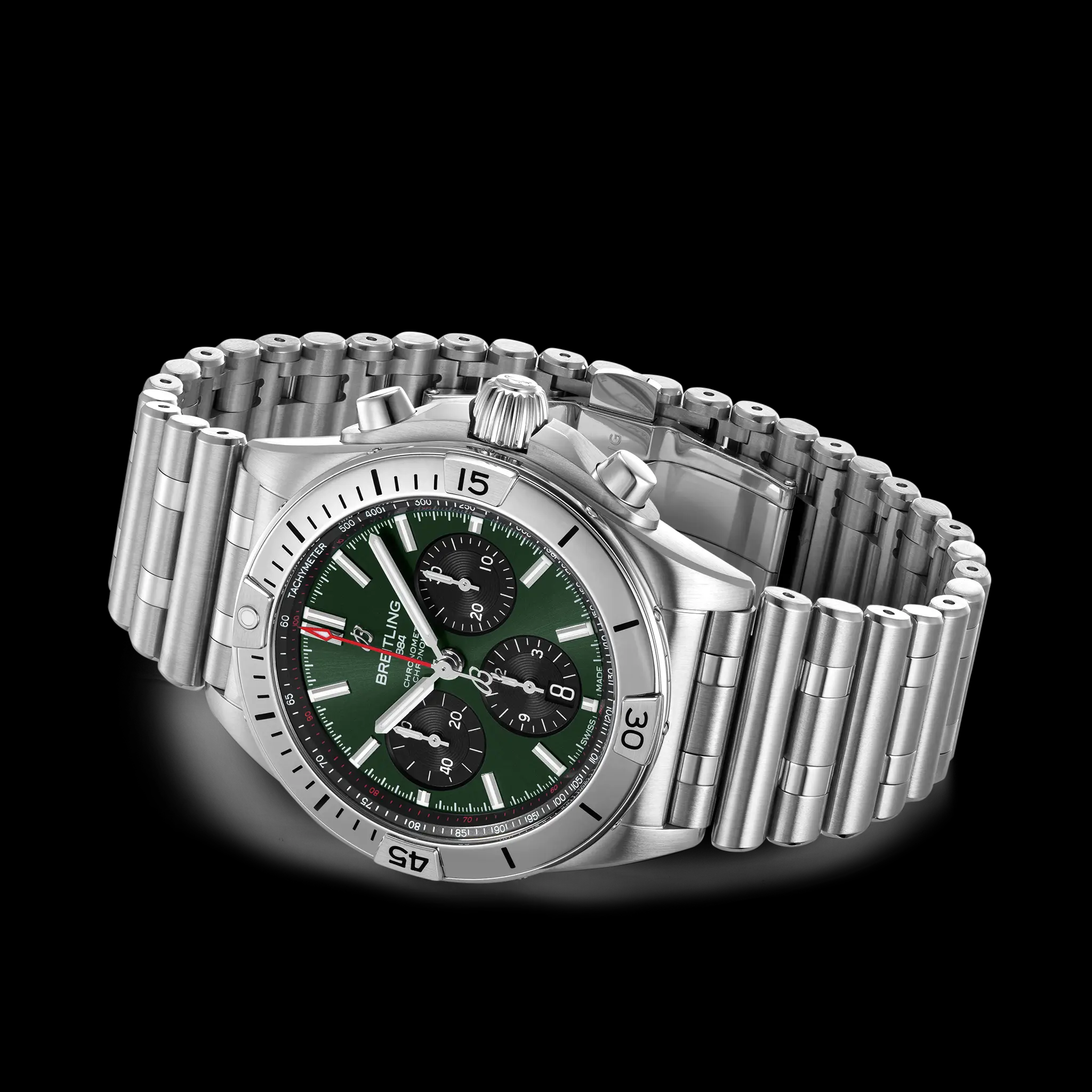 Breitling Chronomat B01 42 green Dial Steel Mens Watch AB0134