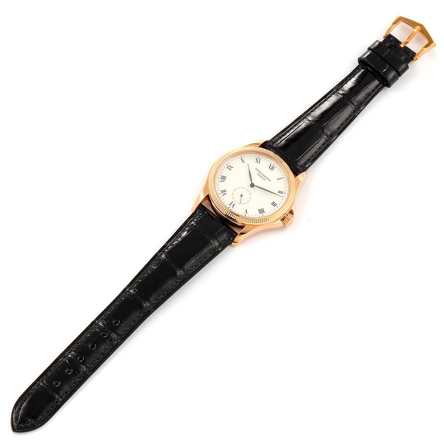 Patek Philippe Calatrava 18k Rose Gold White Dial Mens Watch 5115 Papers
