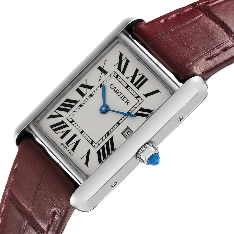 Cartier Tank Louis Large White Gold Brown Strap Mens Watch W1540956