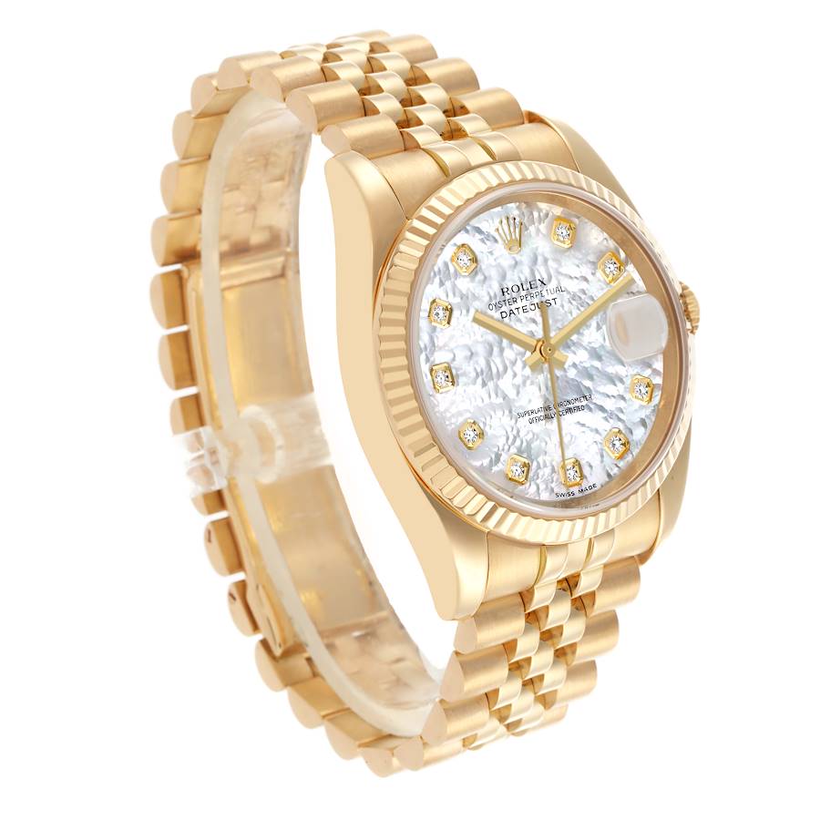 Rolex Datejust Yellow Gold Mother of Pearl Diamond Dial Mens Watch 116238
