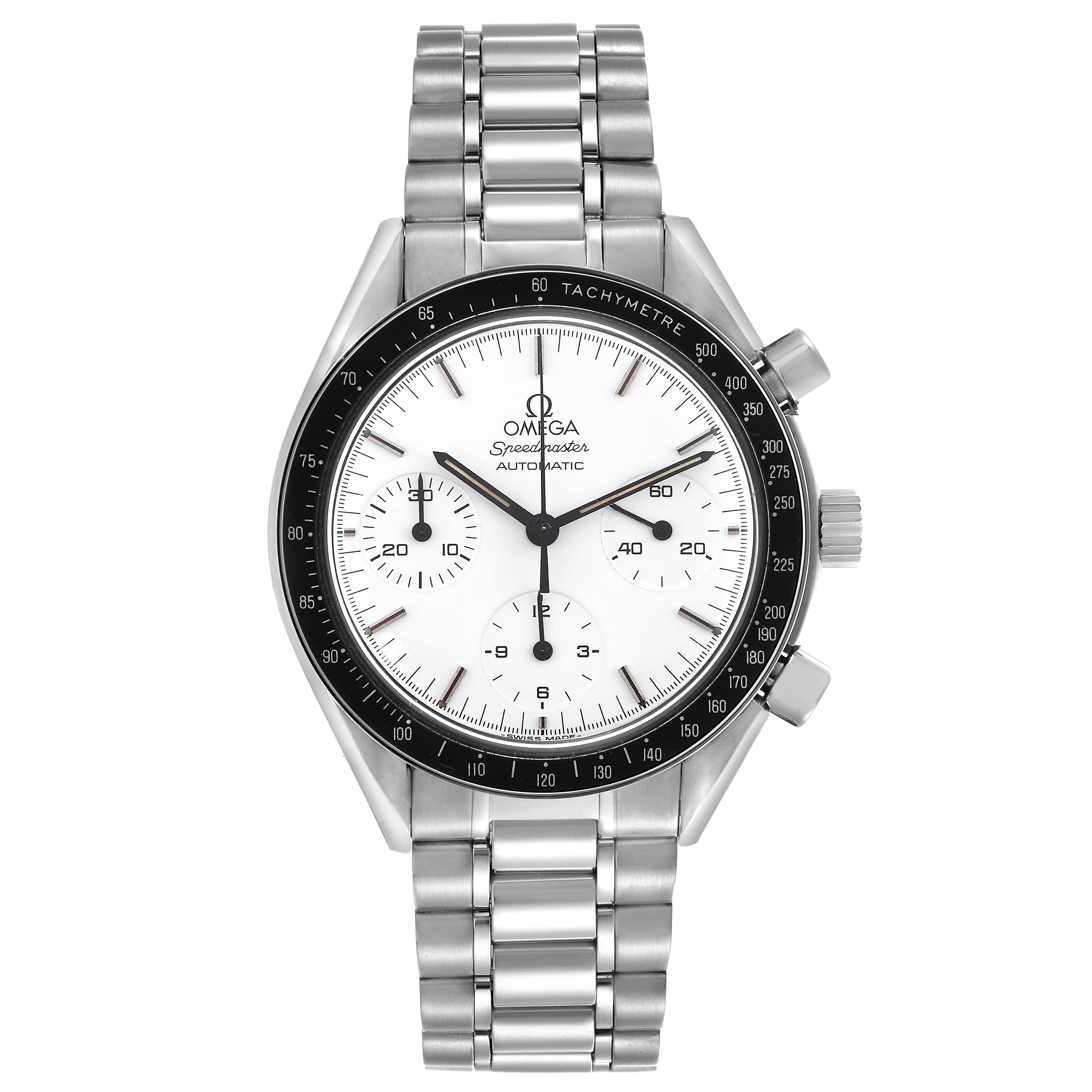 Omega Speedmaster Reduced Albino White Dial Steel Mens Watch 39.0 MM 3510.20.00