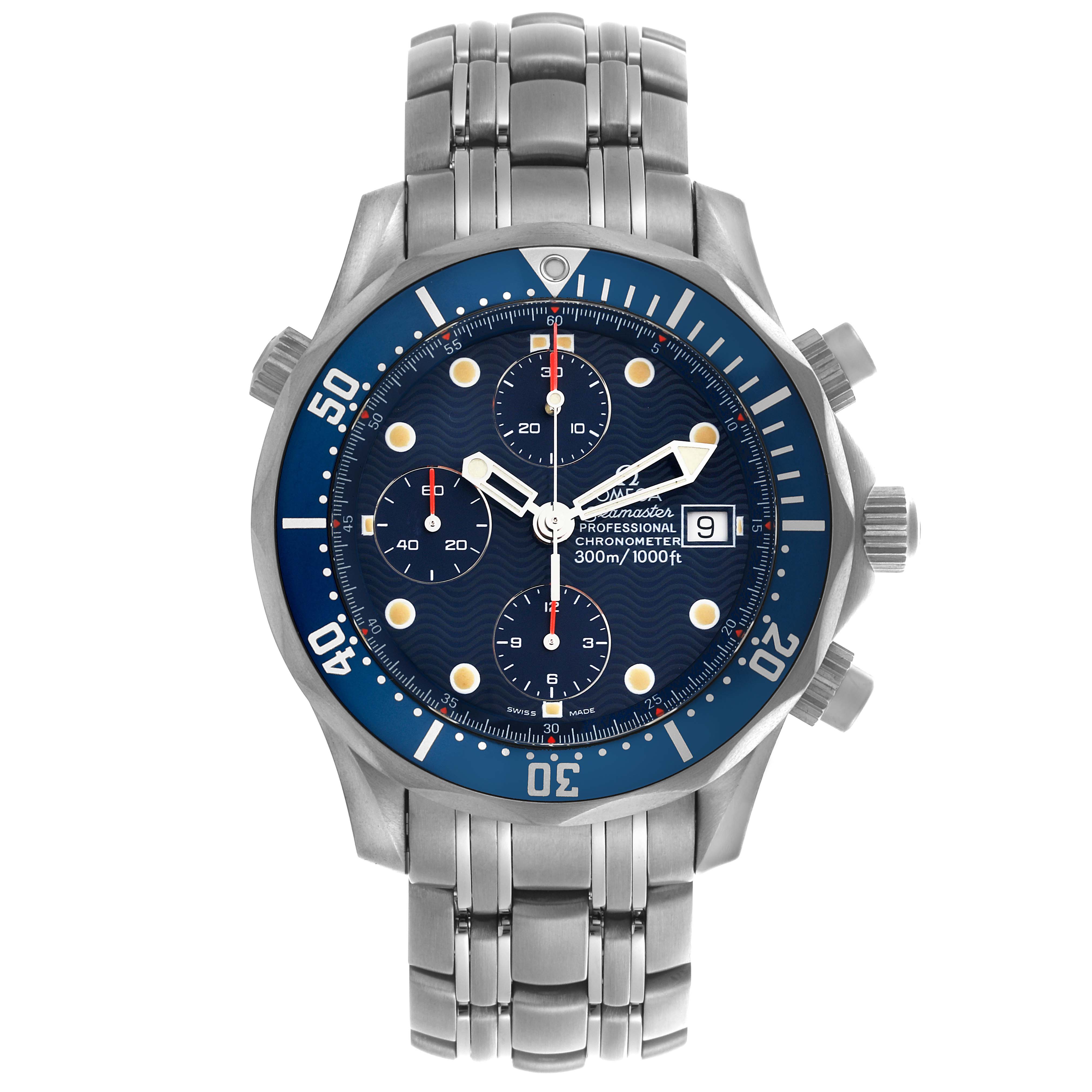 Omega Seamaster Diver Chrono Blue Dial Titanium Mens Watch 41.5 MM 2298.80.00