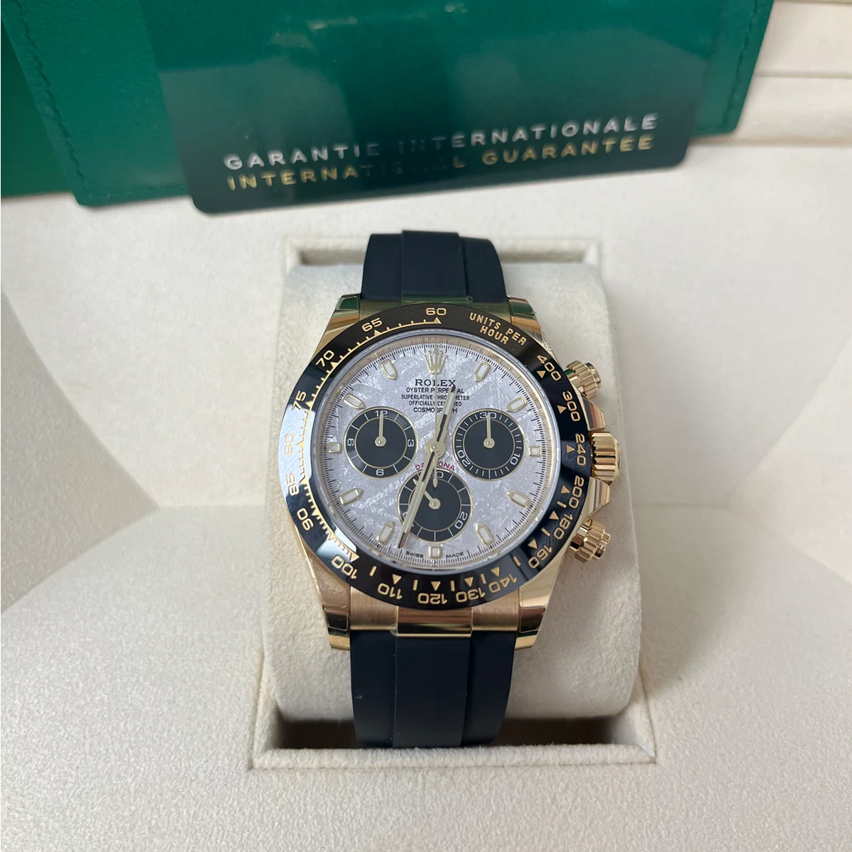 Rolex Daytona Ceramic Cosmograph Daytona 40 Watch Meteorite Black Index Dial Oysterflex Everose Gold/White Gold/ Yellow Gold Ref #116519-0038 /Ref #116518LN-0076 / Ref #116519-0055