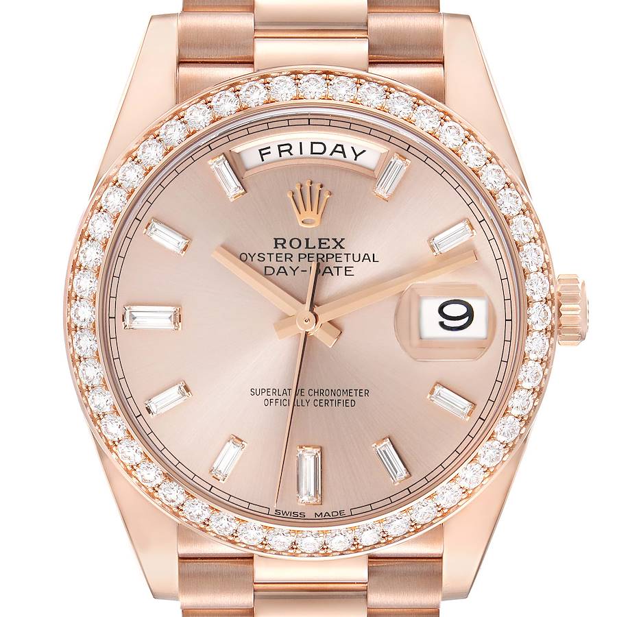 Rolex Day-Date 40 President Rose Gold Diamond Mens Watch 228345