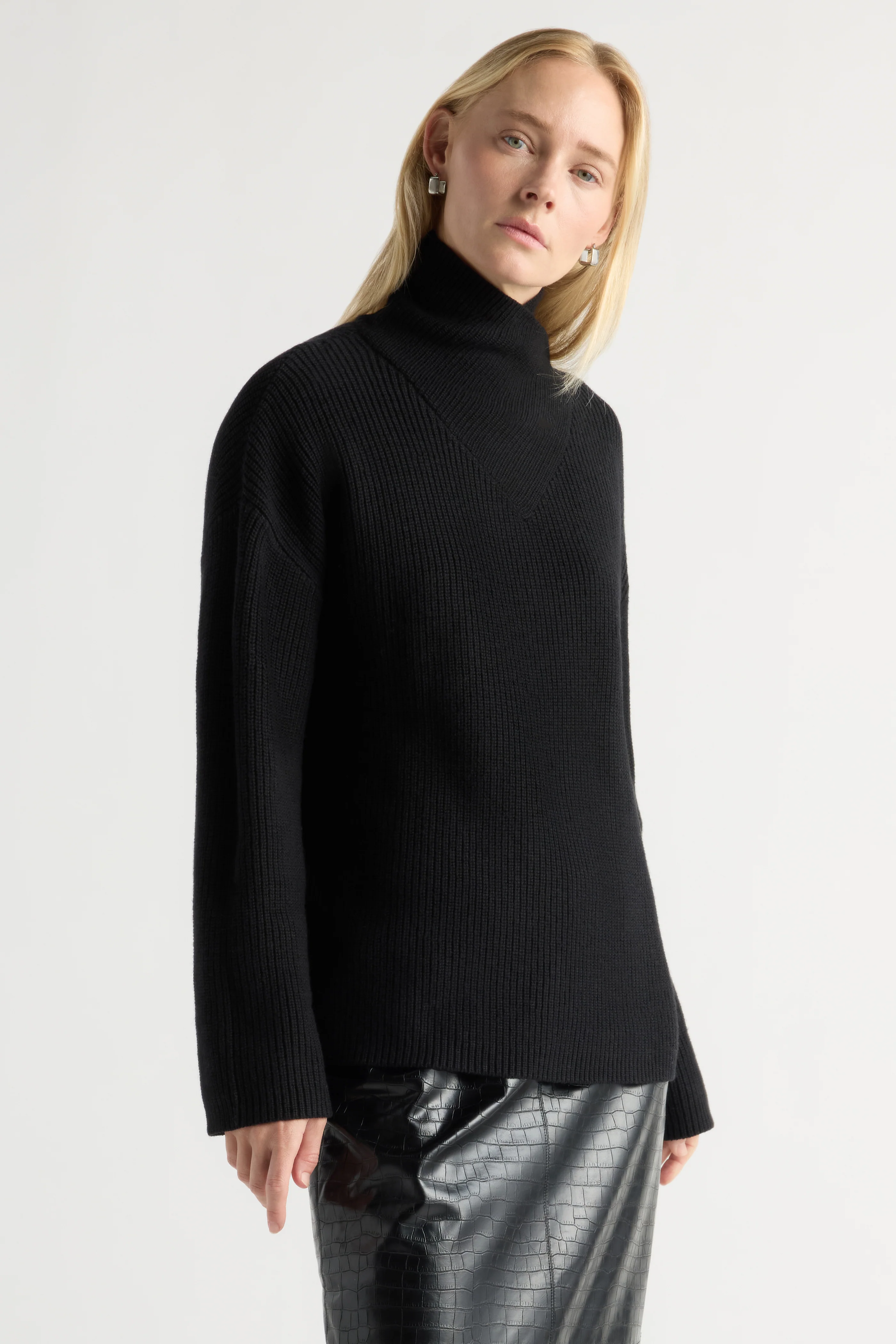 Daria Wrap-Neck Organic Cotton-Wool Sweater
