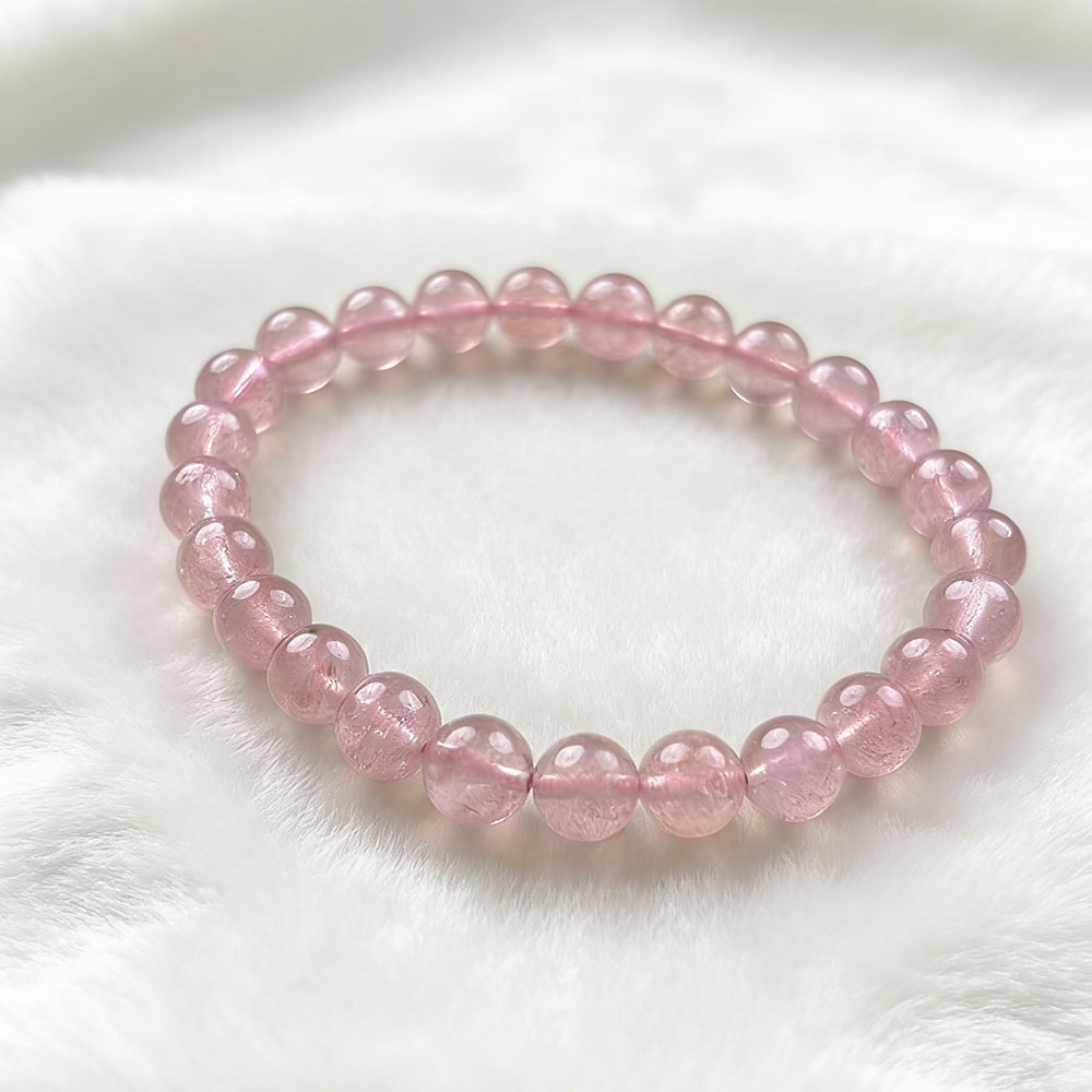 8mm Strawberry Quartz Love Bracelet | Heart Chakra Healing & Attraction