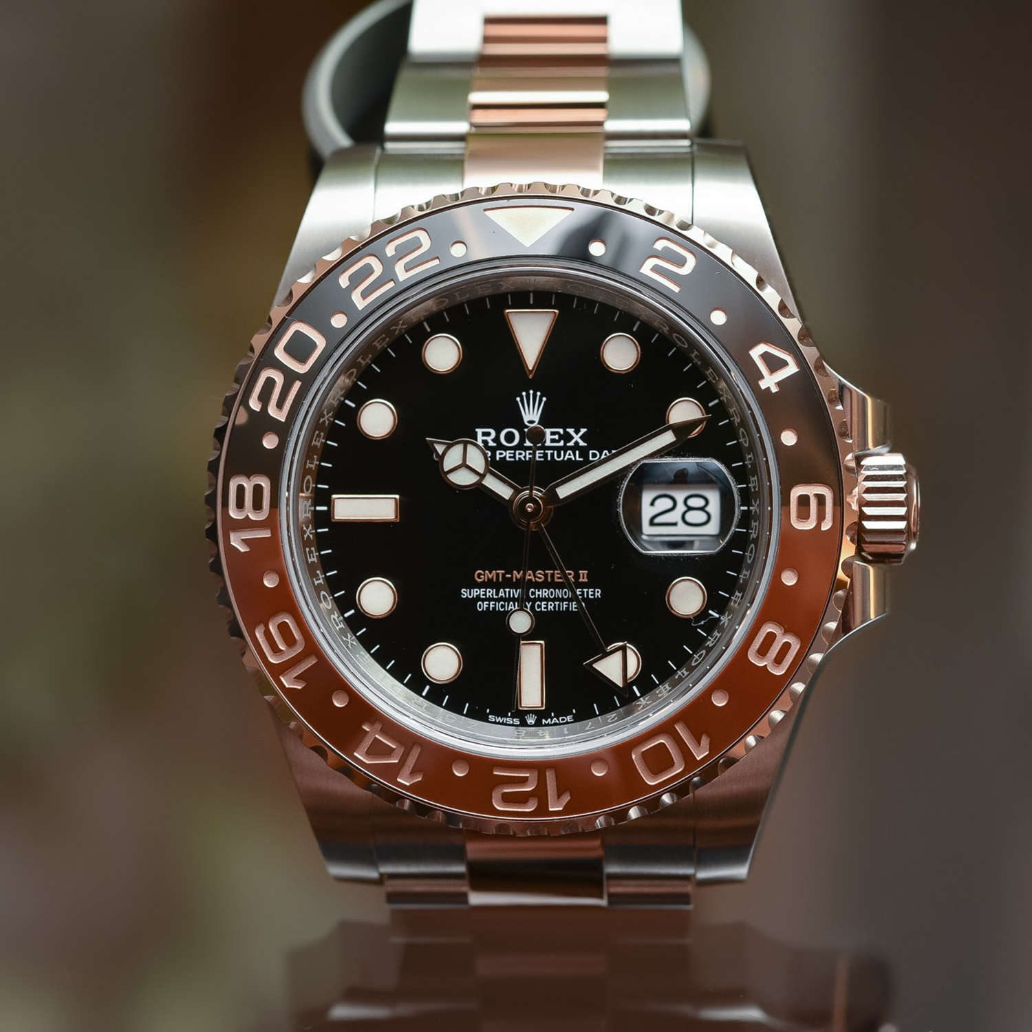 Rolex GMT-Master II Root Beer Two Tone Black Dial Ref 126711chnr-0002