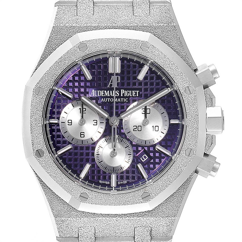 Audemars Piguet Royal Oak Purple Dial White Frosted Gold Watch 26331BC