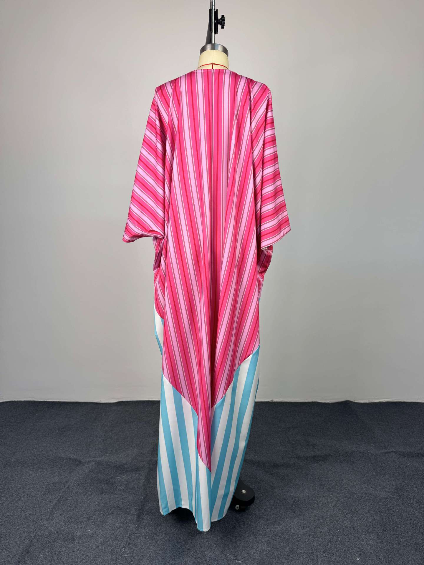 Women African Spring V-Neck Striped Maxi Dress