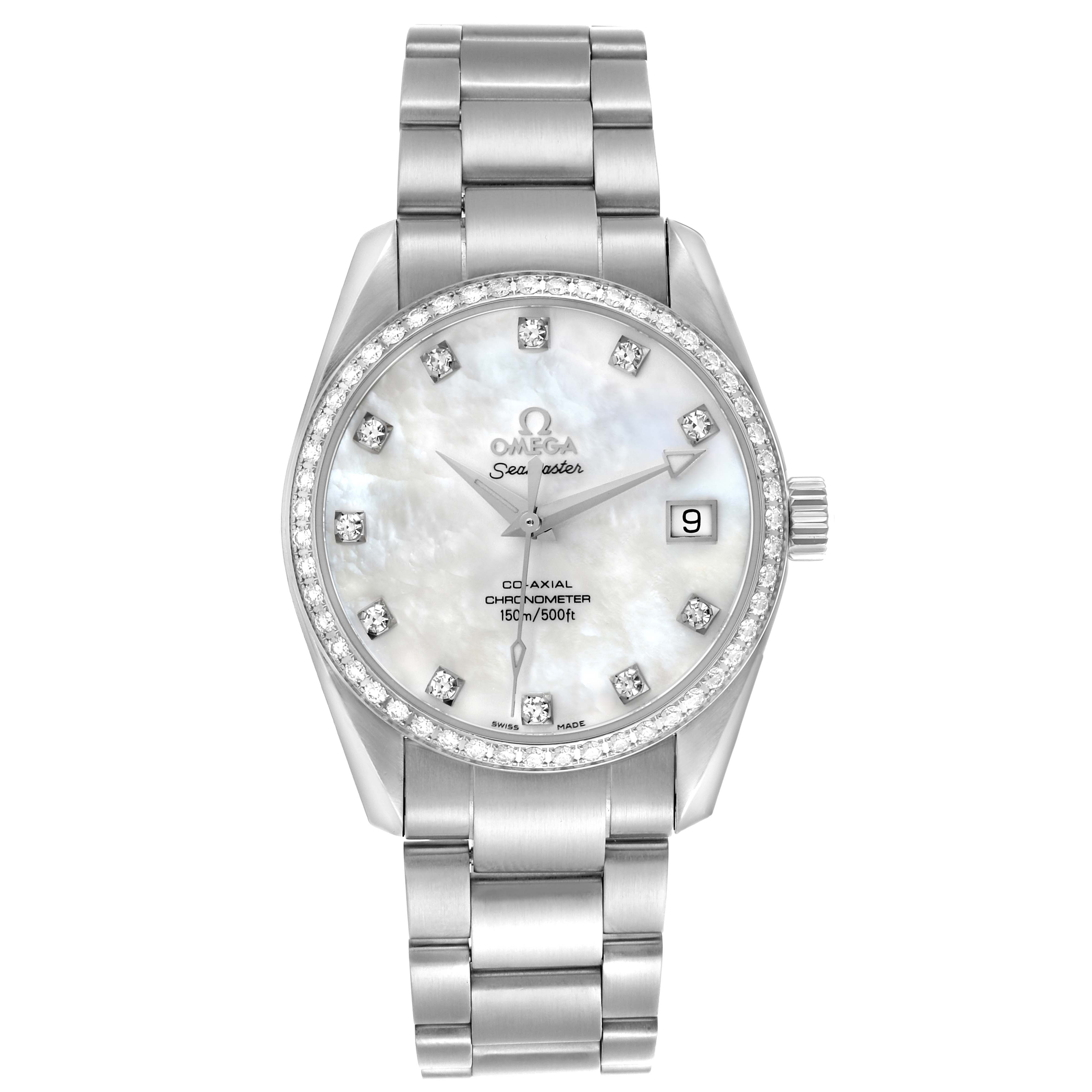 Omega Aqua Terra Steel Mother Of Pearl Diamond Ladies Watch 36.0 MM 2509.75.00
