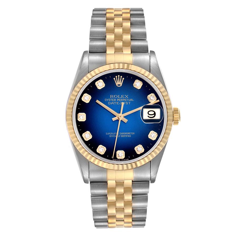 Rolex Datejust Vignette Diamond Steel Yellow Gold Mens Watch 16233