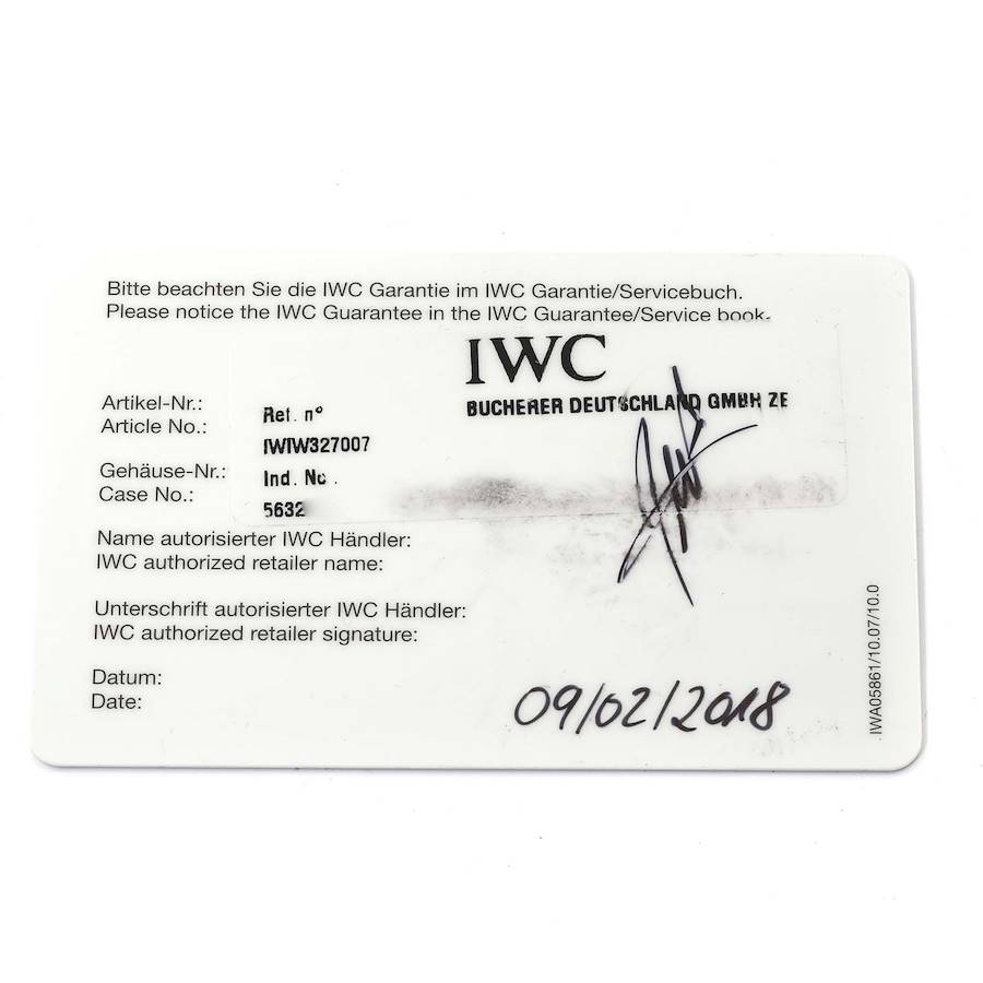 IWC Pilot Mark XVIII Black Dial Automatic Steel Mens Watch IW327007